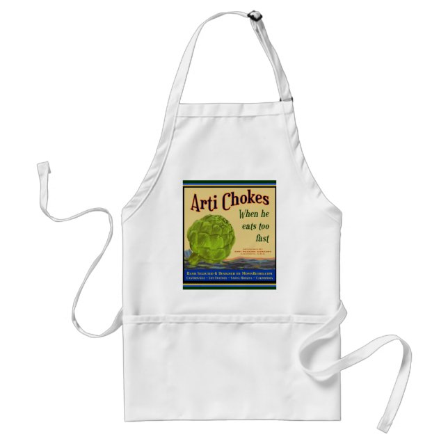 Artichoke Vintage Label Art BBQ Apron (Front)