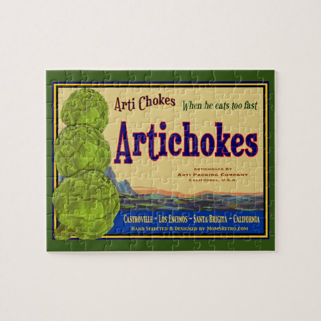 Artichokes Vintage Crate Art Jigsaw Puzzle (Horizontal)