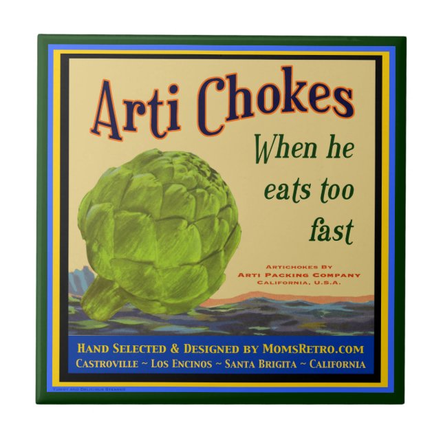 Artichokes Vintage Crate Art Tile (Front)