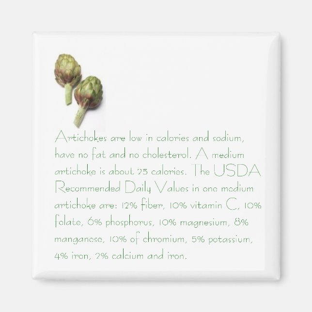 Artichokes with Nutritional Info Magnet (Front)