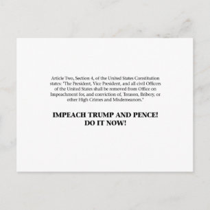 Articles of Impeachment — Impeach Trump and Pence Postcard