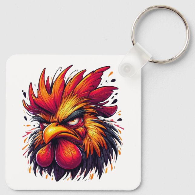 "Artie Angry Rooster" Aluminium Keychain (Back)