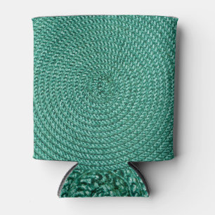 Artificial braided green fabric texture. can cooler