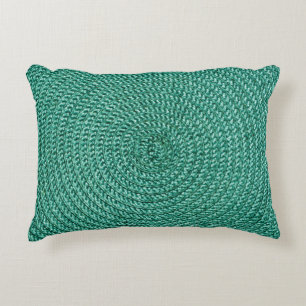 Artificial braided green fabric texture. decorative cushion