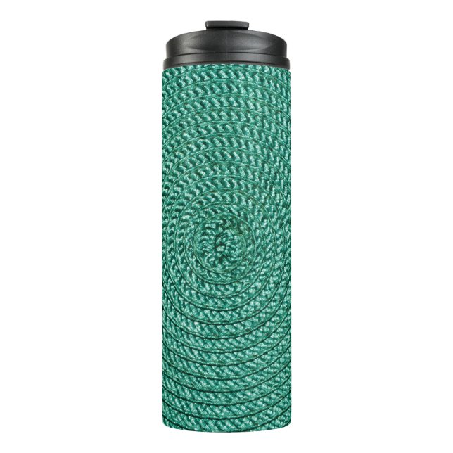 Artificial braided green fabric texture. thermal tumbler (Front)