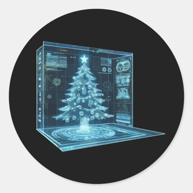 Artificial Christmas Tree Classic Round Sticker (Front)