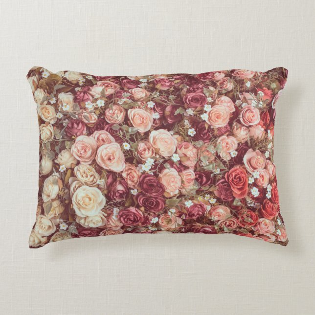Artificial flowers, beautiful cloth background. decorative cushion (Front)