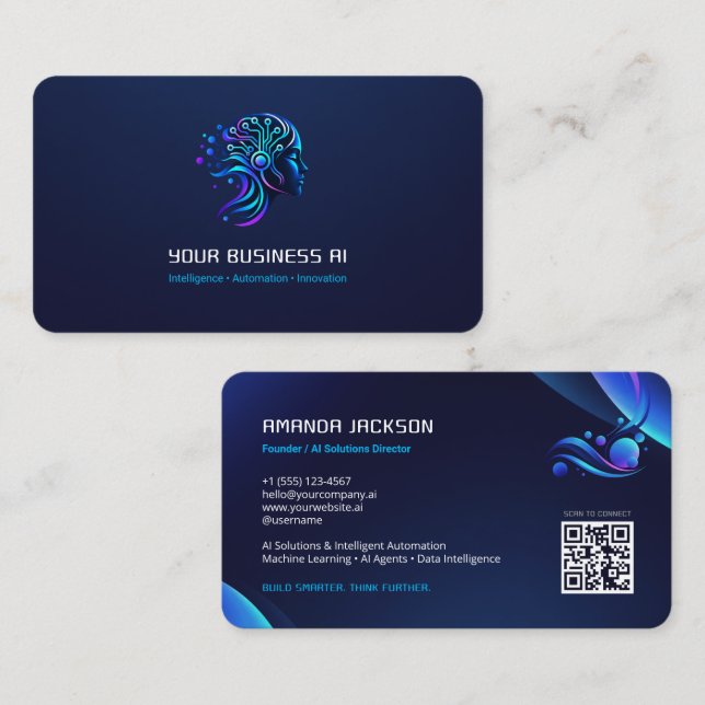 Artificial Intelligence AI Tech Developer Business Card (Front/Back)