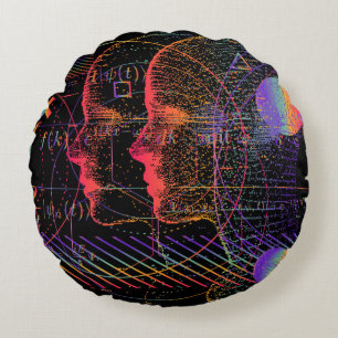 Artificial Intelligence and Virtual Reality concep Round Cushion