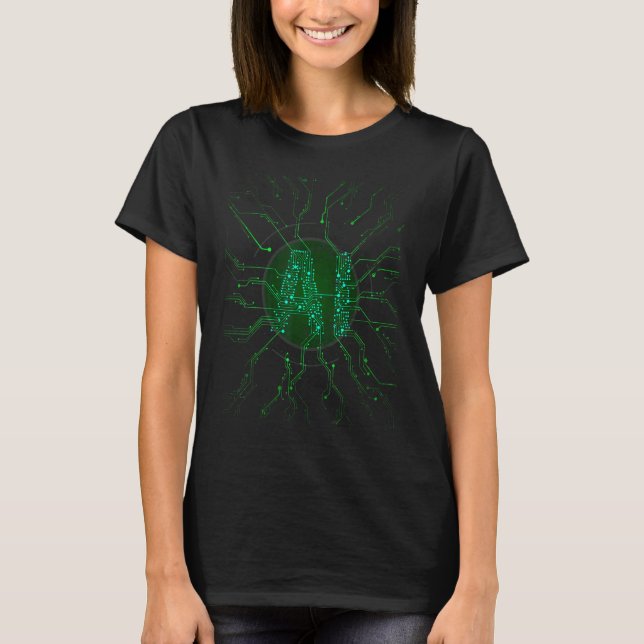 Artificial Intelligence Green Ai Letters Electroni T-Shirt (Front)