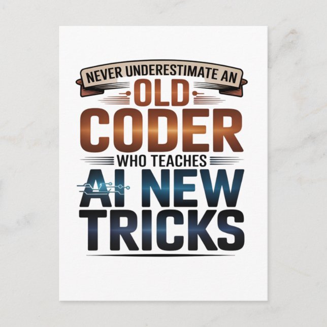 Artificial Intelligence Old Coder Design Postcard (Front)