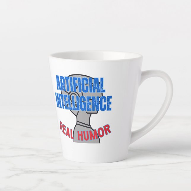 Artificial intelligence, real humour.w White BG Latte Mug (Right)