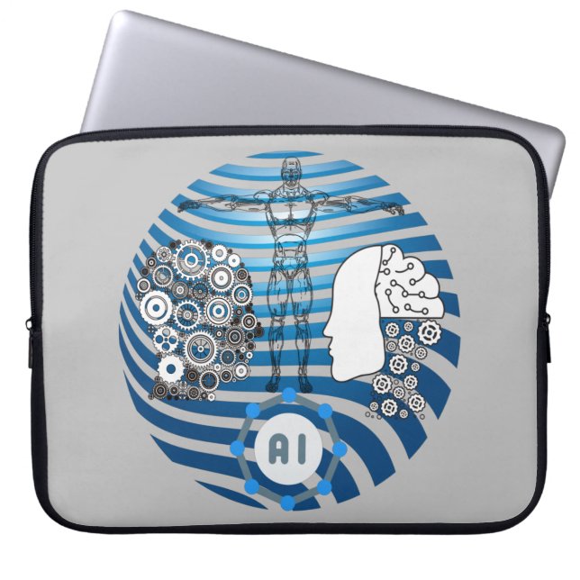 Artificial intelligence, robots, future of cybor laptop sleeve (Front)
