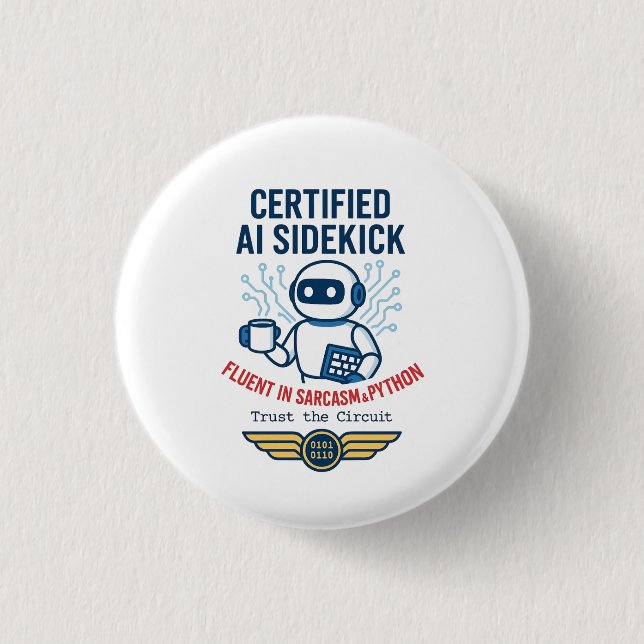 Artificial Intelligence Sidekick Funny Design 3 Cm Round Badge (Front)