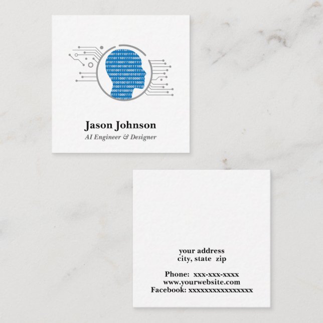 Artificial Intelligence Square Business Card (Front/Back)