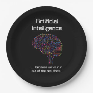 Artificial Intelligence vs Real Thing Paper Plate