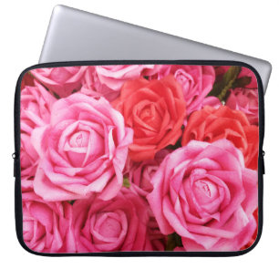 Artificial Red Rose Background Closeup Laptop Sleeve