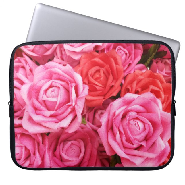Artificial Red Rose Background Closeup Laptop Sleeve (Front)