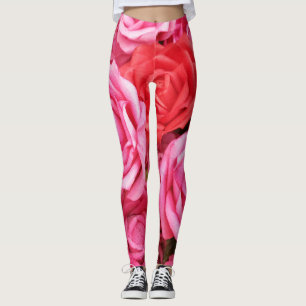 Artificial Red Rose Background Closeup Leggings