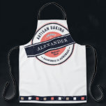 Artisan Baker Happiness is Homemade Hipster Apron<br><div class="desc">Rustic Coral Navy Artisan Baking Hipster -Happiness is Homemade. Show your love and appreciation and make your favourite baker smile. Includes space to personalise with your name and hometown. TIP: bundle this trendy design with a matching Rising Dough Cover — which you can find in this collection: https://www.zazzle.com/collections/artisan_challah_dough_cover_rustic_design-119903411950056525 If you...</div>