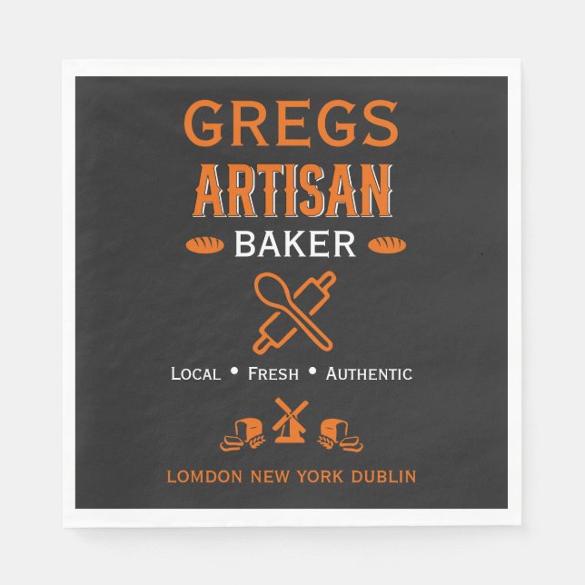 Artisan Bakery Business Promotion Napkin (Front)