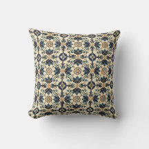 Artisan Blue and Gold Floral Motif