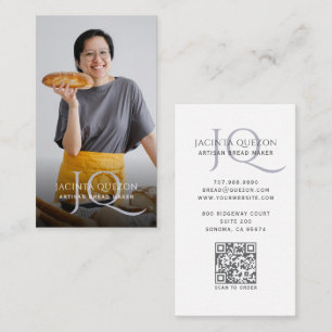Artisan Bread Maker Photo Monogram QR Code Business Card