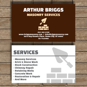 Artisan Brown Masonry Contractor Business Card