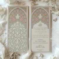 Artisan Coral and Sage Islamic Lace Wedding