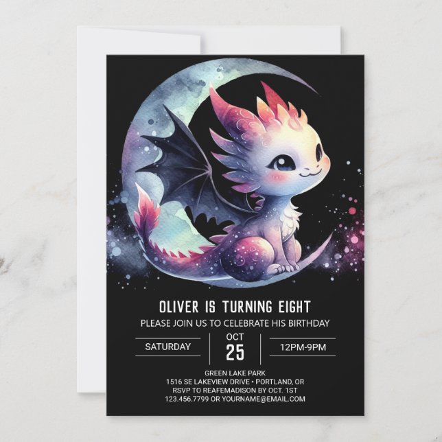  Artisan Dragon Birthday Customisable Invitation (Front)