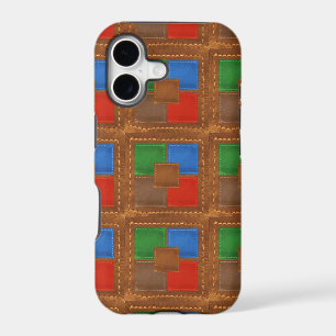 Artisan Elegant Leather Look Squares Patchwork