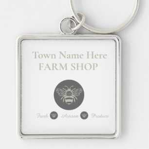 Artisan Farm Shop or Farmers Market Bee Logo Key Ring