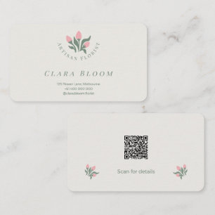 Artisan Florist Minimalist Botanical QR Code Business Card