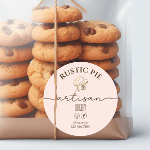 Artisan Home Bakery Gold Chef Hat Pale Pink Classic Round Sticker