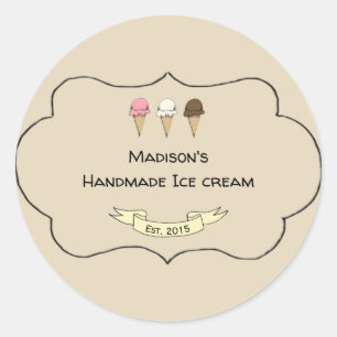 Artisan Ice Cream Maker Customisable Classic Round Sticker