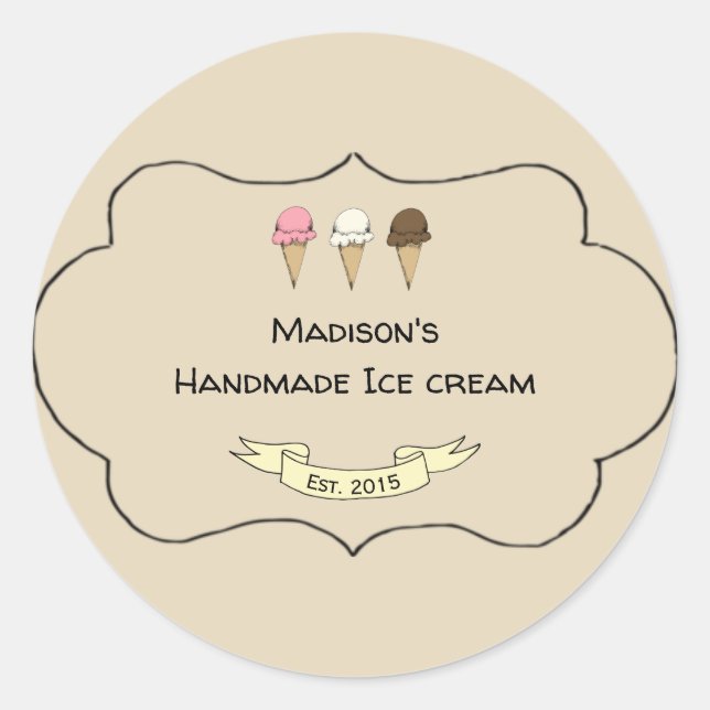 Artisan Ice Cream Maker Customisable Classic Round Sticker (Front)