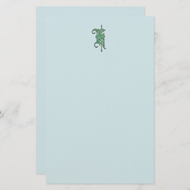 Artisan Monogram K Green Garden Felt Stationery (Front/Back)