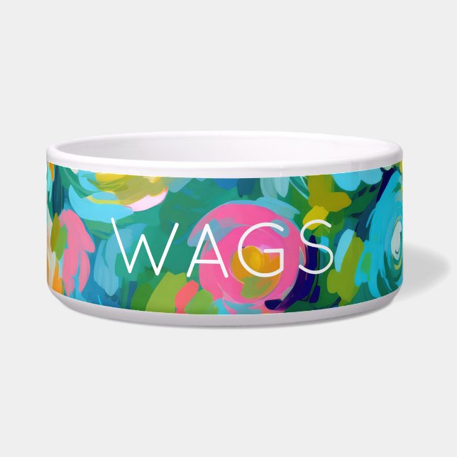 Artisan Painted Flowers Pet NAME Colourful Decor (Front)