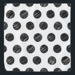 Artisan Polka Dots Black White Chic Fun Initial Bandana<br><div class="desc">Artisan Hand drawn Polka Dots in black on white background. Custom INITIAL in white on black dot. Easy to personalise text,  text colour,  font. Fun Pet accessory for ANY chic fur baby. Modern,  Timeless,  Fun. Mix and match entire Pet / New Years / Gift Wrap Collections by TMCdesigns.</div>