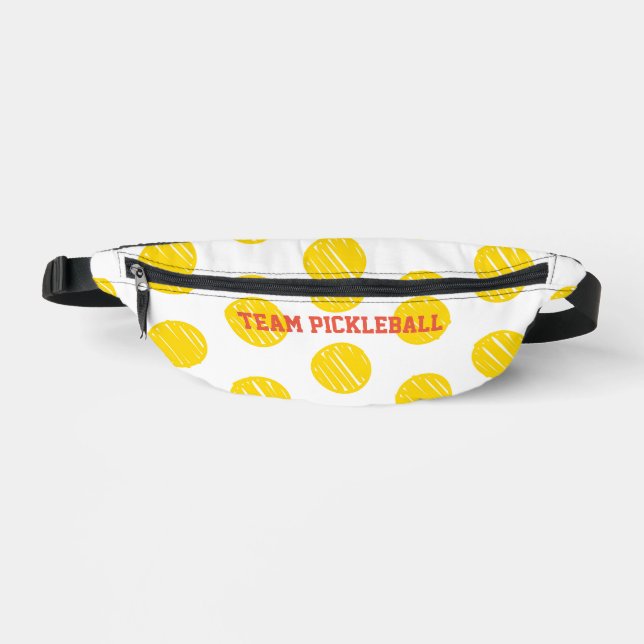 Artisan Polka Dots TEAM PICKLEBALL Sports Fun Bum Bags (Front)