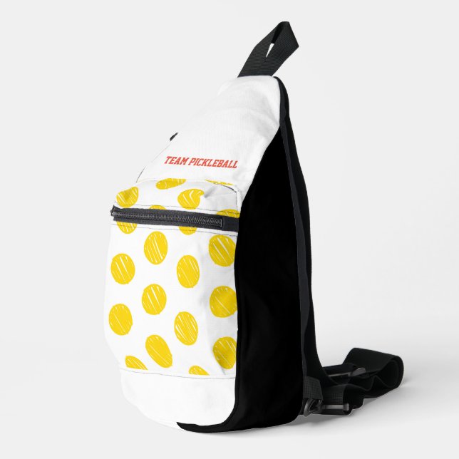 Artisan Polka Dots TEAM PICKLEBALL Sports Fun Sling Bag (Right Corner)