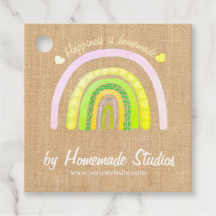 Artisan Rainbow Raw Canvas 'Homemade'  Favour Tags
