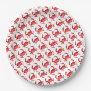 Artisan Red Crab Coastal Colourful Travel Fun Paper Plate