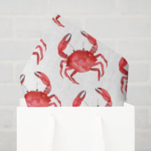 Artisan Red Crab Coastal Colourful Travel Fun Tissue Paper