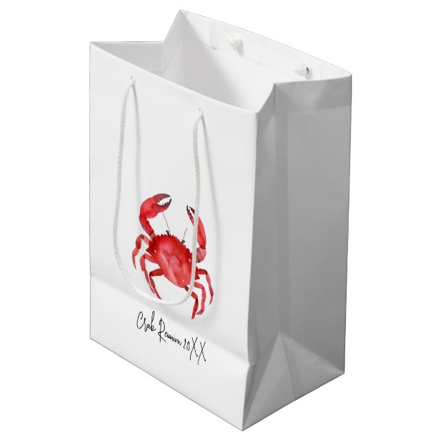 Artisan Red Crab Reunion NAME Year Colourful Fun Medium Gift Bag (Front Angled)