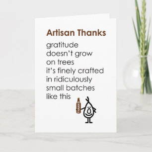 Artisan Thanks - a funny thank you poem Card