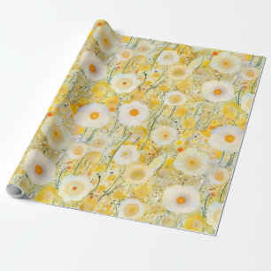 Artisan Wildflowers Yellow Orange White Happy Fun Wrapping Paper
