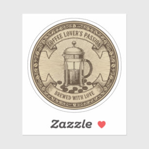 Artisanal French Press Coffee Vintage "Brewed