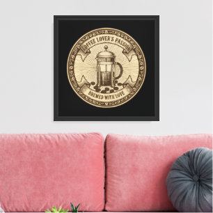 Artisanal French Press Coffee Vintage "Brewed Canvas Print