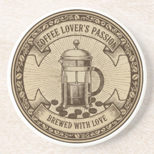 Artisanal French Press Coffee   Vintage "Brewed   Coaster